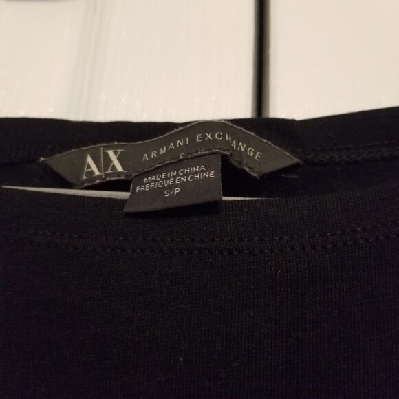 Armani Exchange Asymmetrical Hem Black Long Sleeve Top Small Wool Shirt/Dress S - Picture 2 of 12